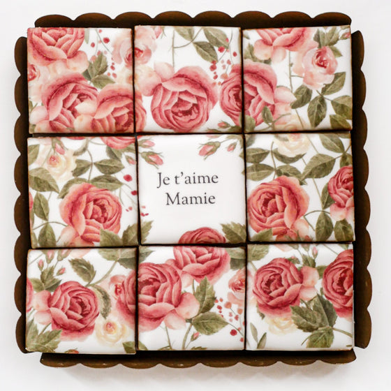 Coffret  9 Biscuits Personnalisables Roses